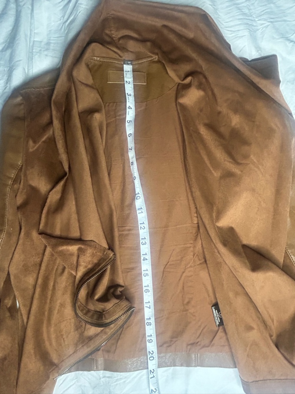 Blank NYC Faux Leather and Suede Camel Draped front Moto Jacket - Picture 12 of 14
